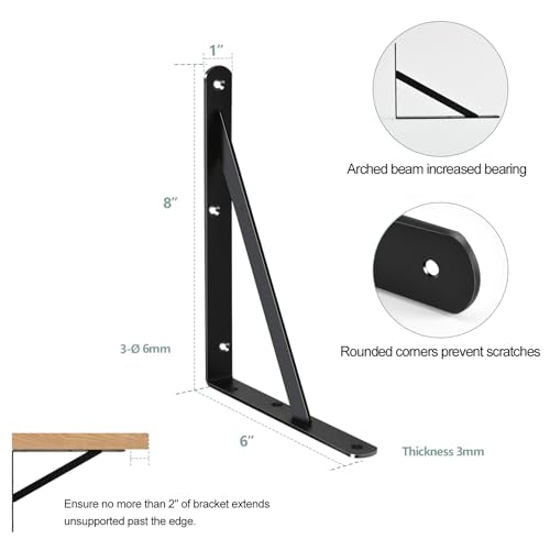 Heavy-Duty Shelf Support Angle Brackets with Screws