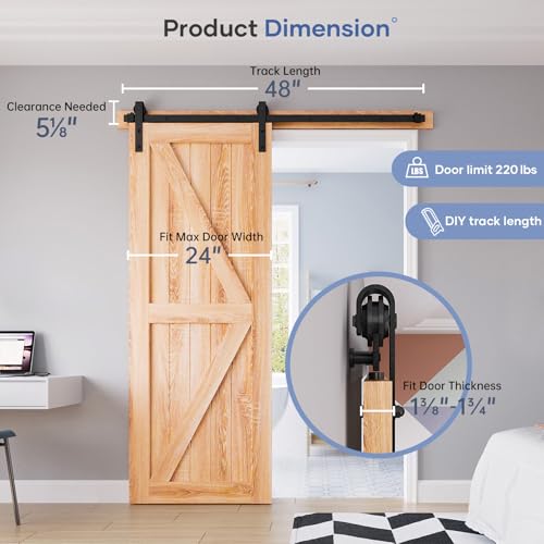 EaseLife Heavy-Duty Sliding Barn Door Track Hardware Kit