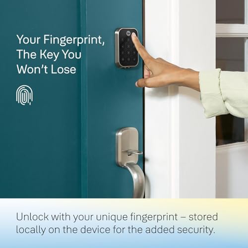 Yale Security Deadbolt Lock 2 Touch, Black Suede Smart Keyless Entry Door Lock with Wi-Fi Connected Touch Keypad and Fingerprint Scanner, YRD450-F-WF1-BSP
