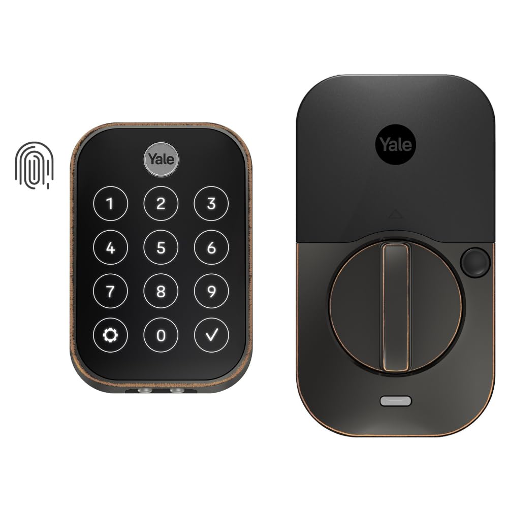 Yale Security Deadbolt Lock 2 Touch, Black Suede Smart Keyless Entry Door Lock with Wi-Fi Connected Touch Keypad and Fingerprint Scanner, YRD450-F-WF1-BSP