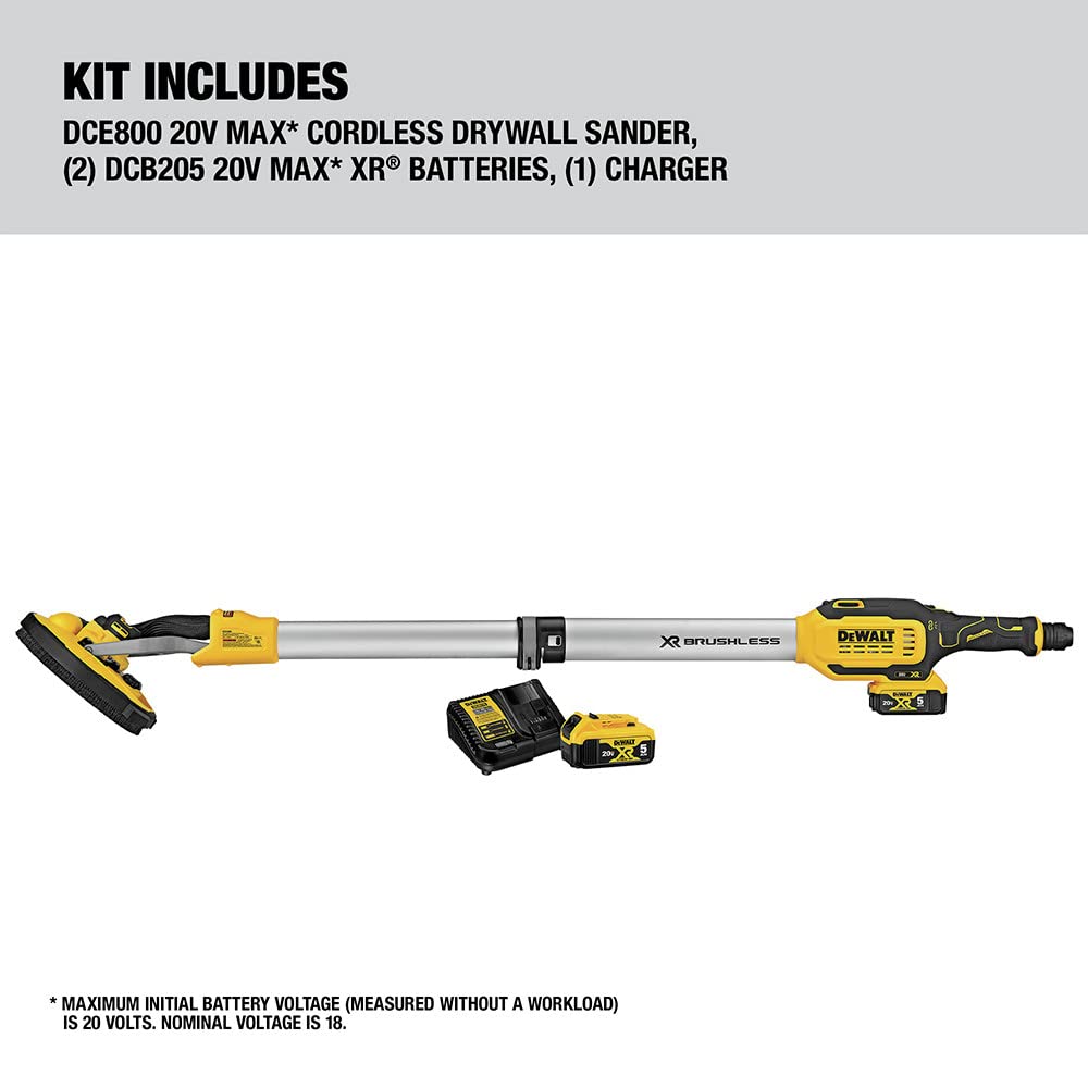 20V MAX Cordless 9 in. Drywall Sander with (2) 20V 5.0Ah Batteries and Charger