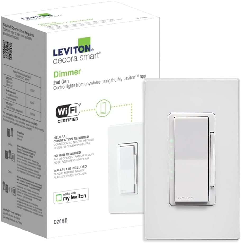 Leviton Decora Smart Wi-Fi Dimmer Switch for Home Lighting