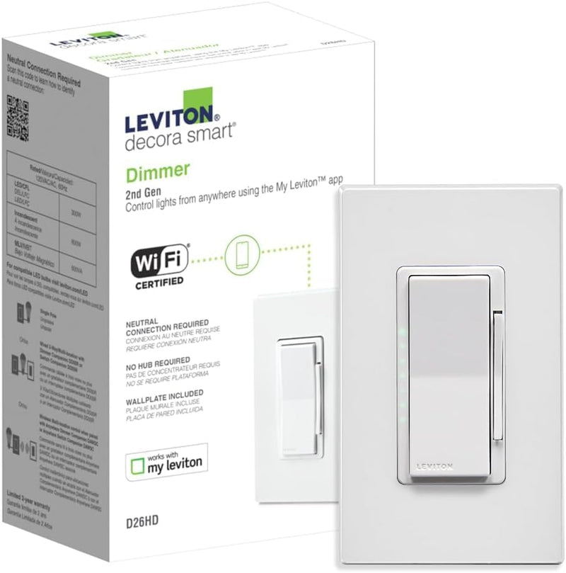 Leviton Decora Smart Wi-Fi Dimmer Switch for Home Lighting