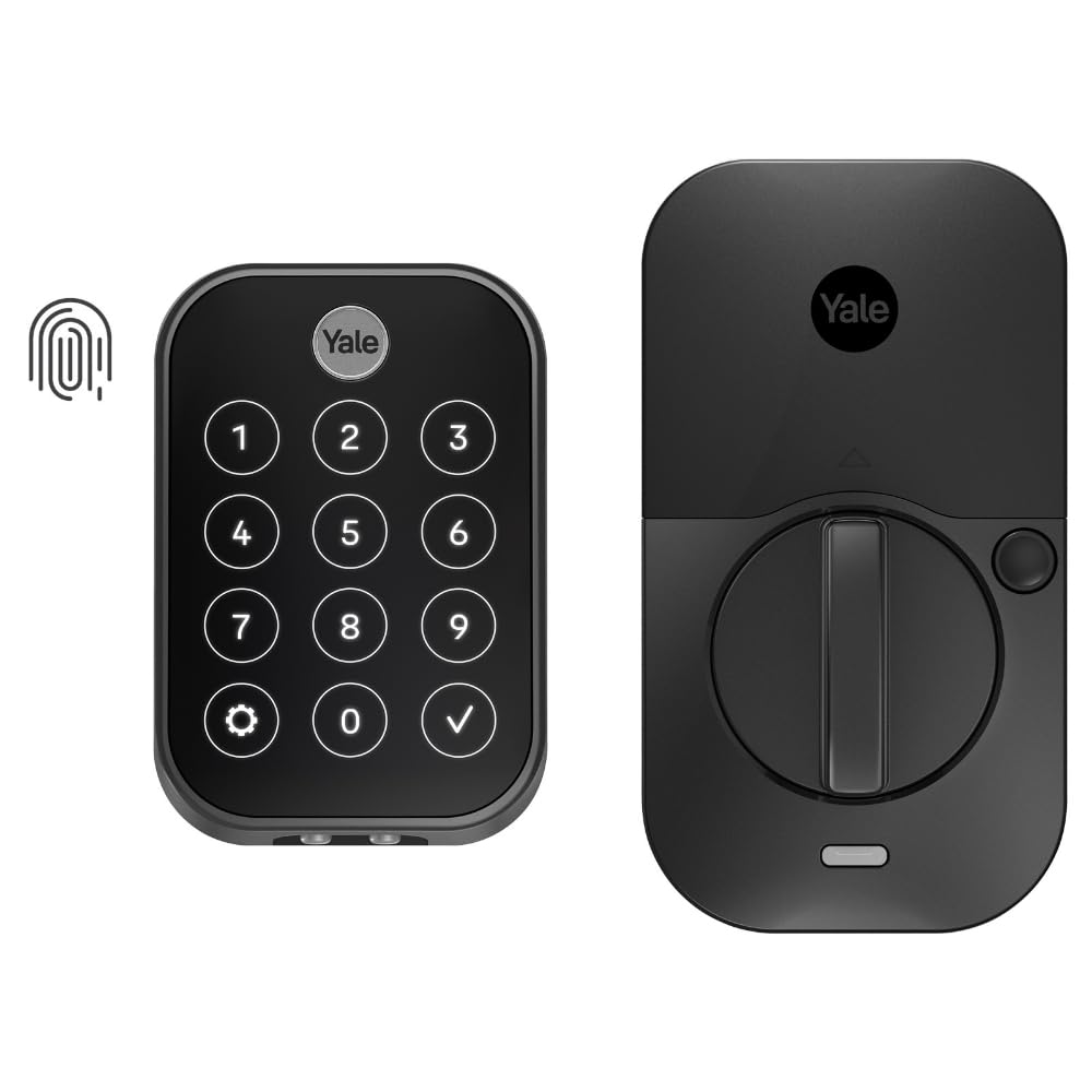 Yale Security Deadbolt Lock 2 Touch, Black Suede Smart Keyless Entry Door Lock with Wi-Fi Connected Touch Keypad and Fingerprint Scanner, YRD450-F-WF1-BSP