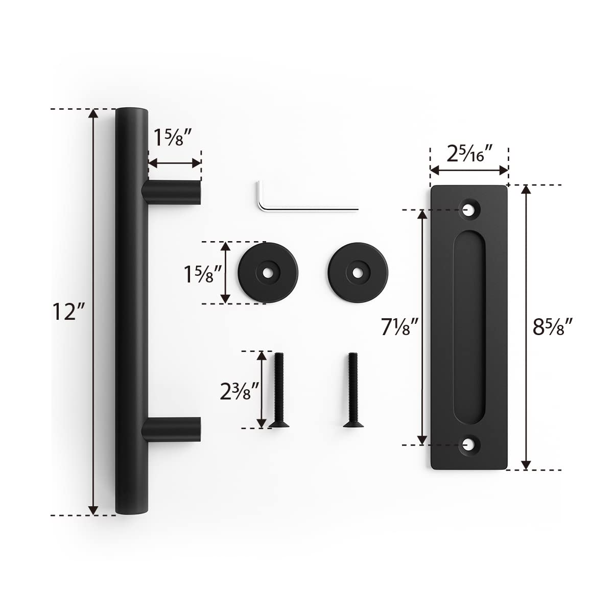 SMARTSTANDARD 12-Inch Heavy-Duty Barn Door Handle Set