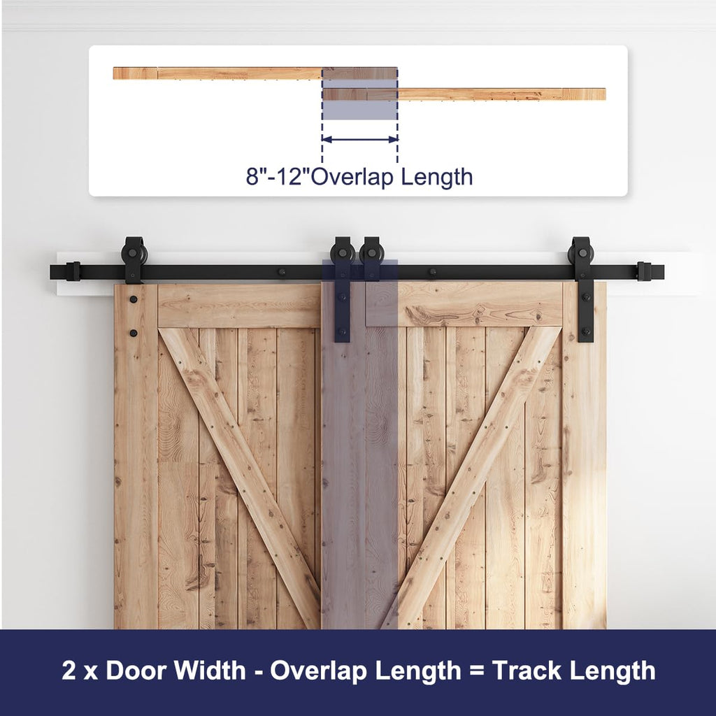 Bypass Sliding Barn Door Hardware Kit for Double Doors