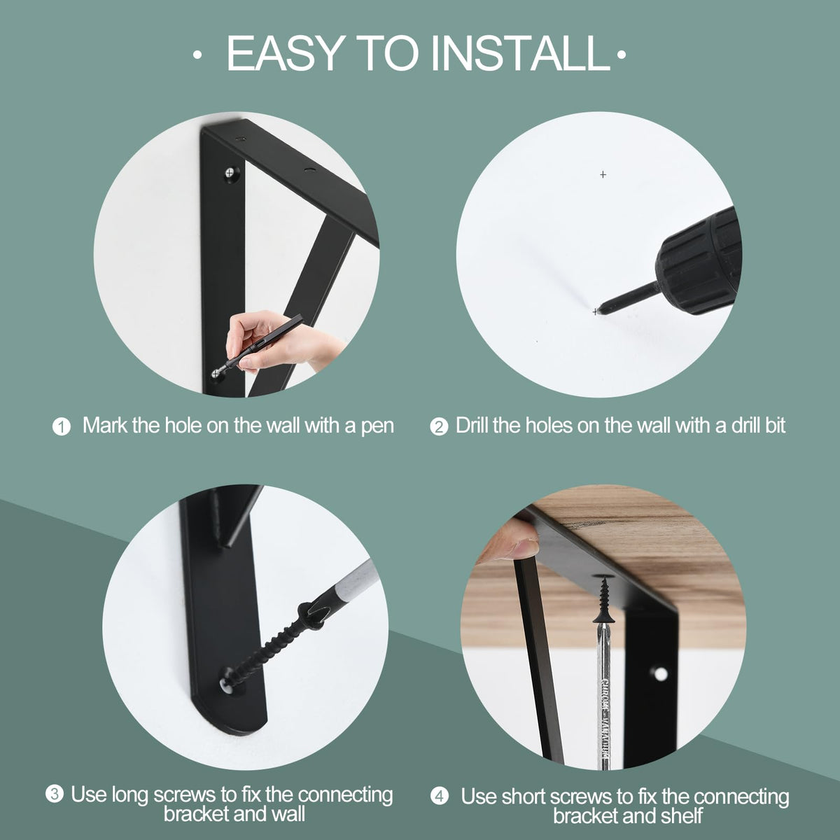 Heavy-Duty Shelf Support Angle Brackets with Screws