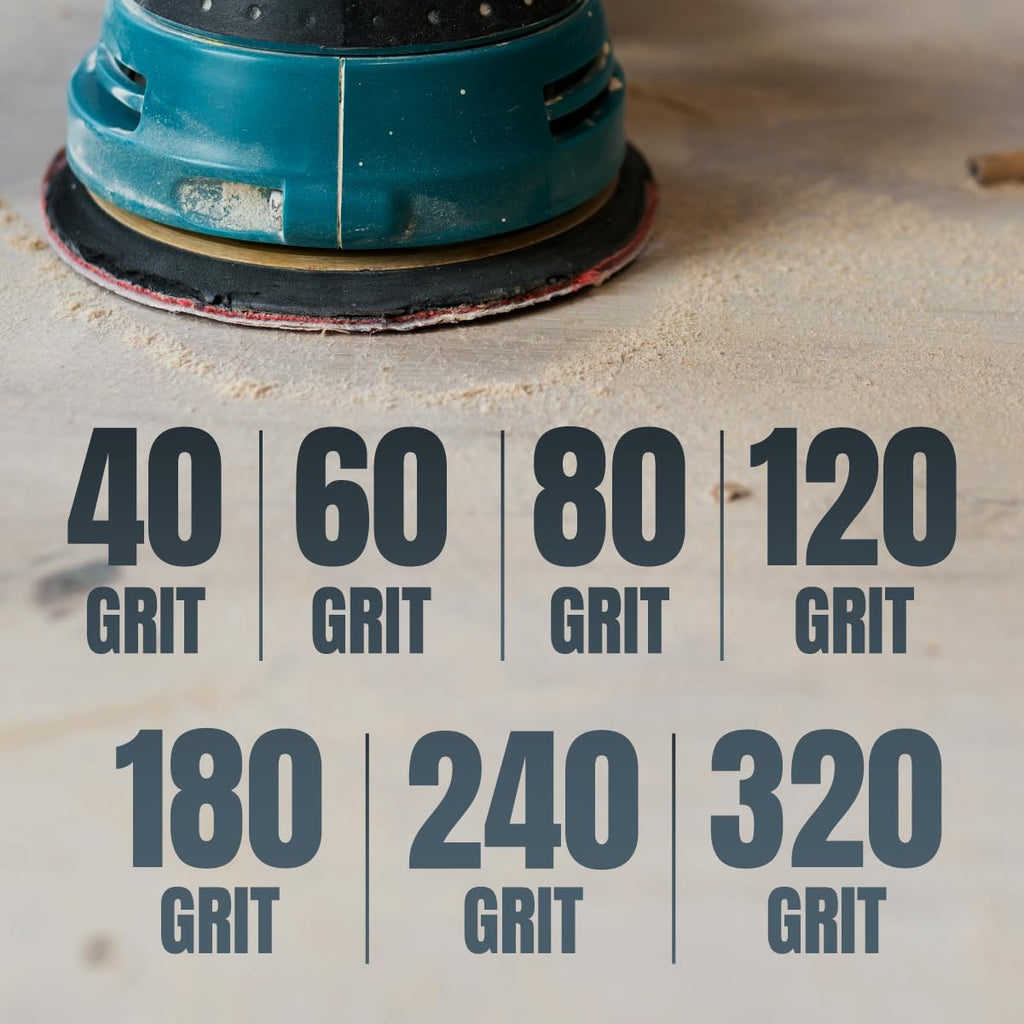 POWERTEC 6-Inch 6-Hole Hook & Loop Sanding Discs