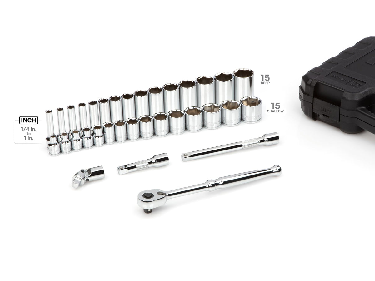 TEKTON 3/8-Inch Drive 6-Point Socket & Ratchet Set