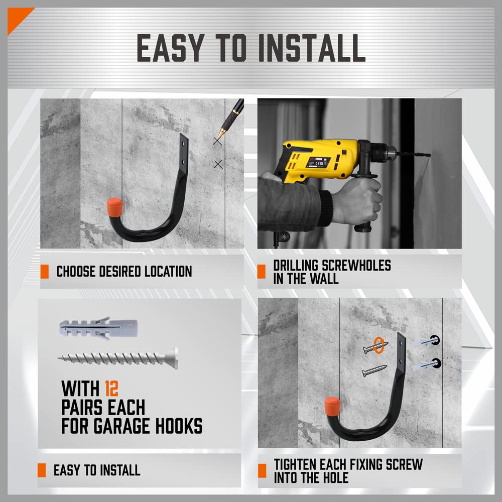 HORUSDY Heavy-Duty Garage Storage Hooks for Wall Mounting