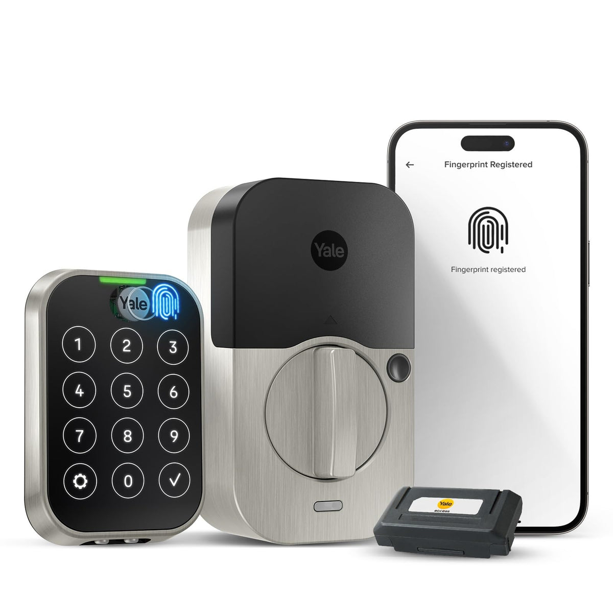 Yale Security Deadbolt Lock 2 Touch, Black Suede Smart Keyless Entry Door Lock with Wi-Fi Connected Touch Keypad and Fingerprint Scanner, YRD450-F-WF1-BSP