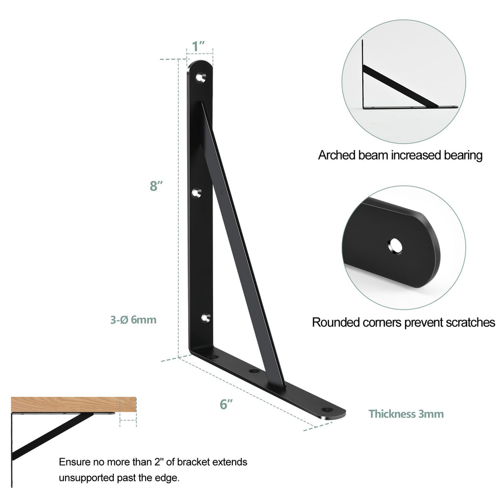Heavy-Duty Shelf Support Angle Brackets with Screws