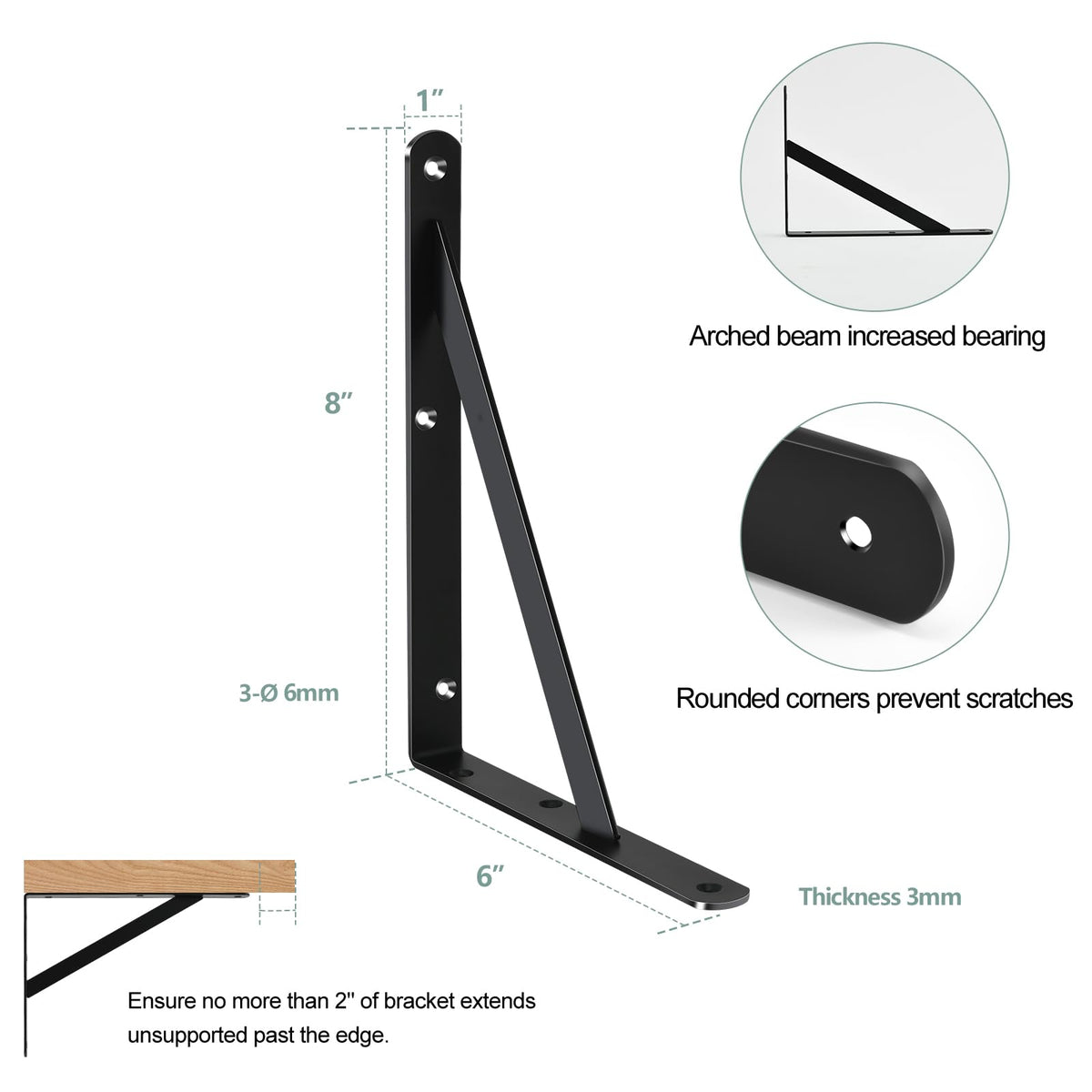 Heavy-Duty Shelf Support Angle Brackets with Screws
