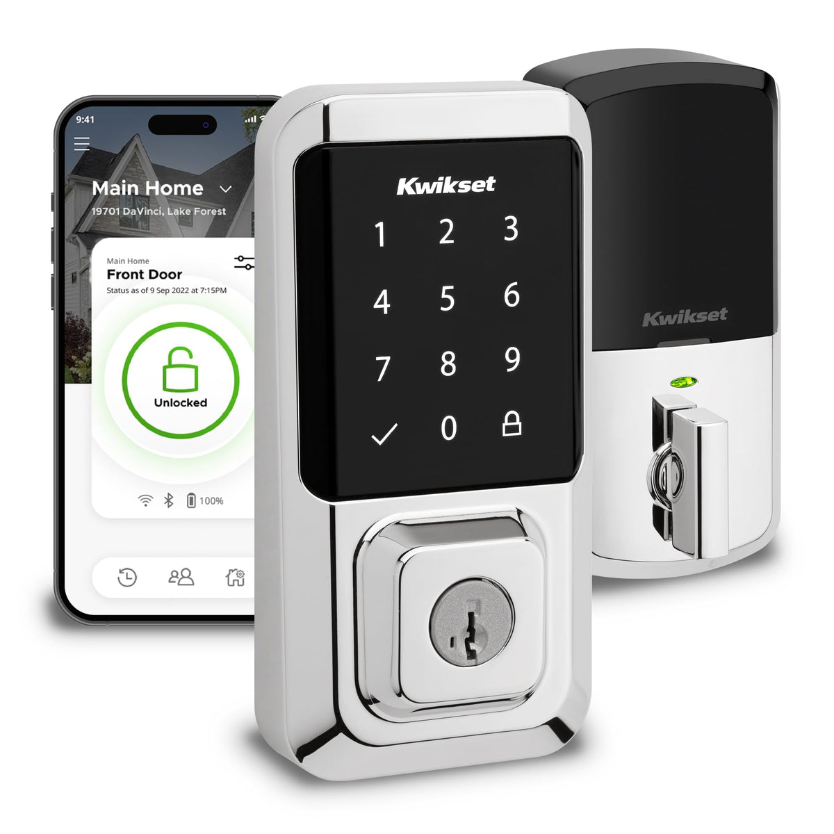 Kwikset Halo Wi-Fi Enabled Smart Lock Deadbolt with Touchscreen and SmartKey Backup