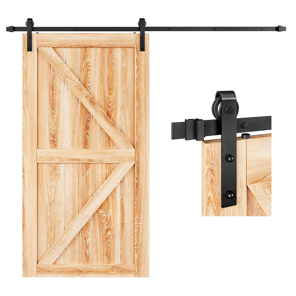 EaseLife Heavy-Duty Sliding Barn Door Track Hardware Kit