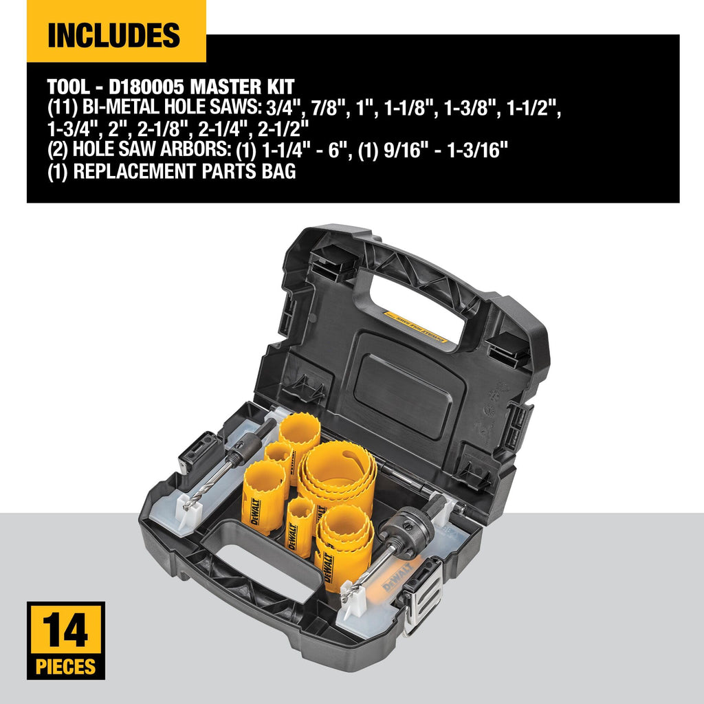 DEWALT D180005 14-Piece Quick-Change Hole Saw Kit