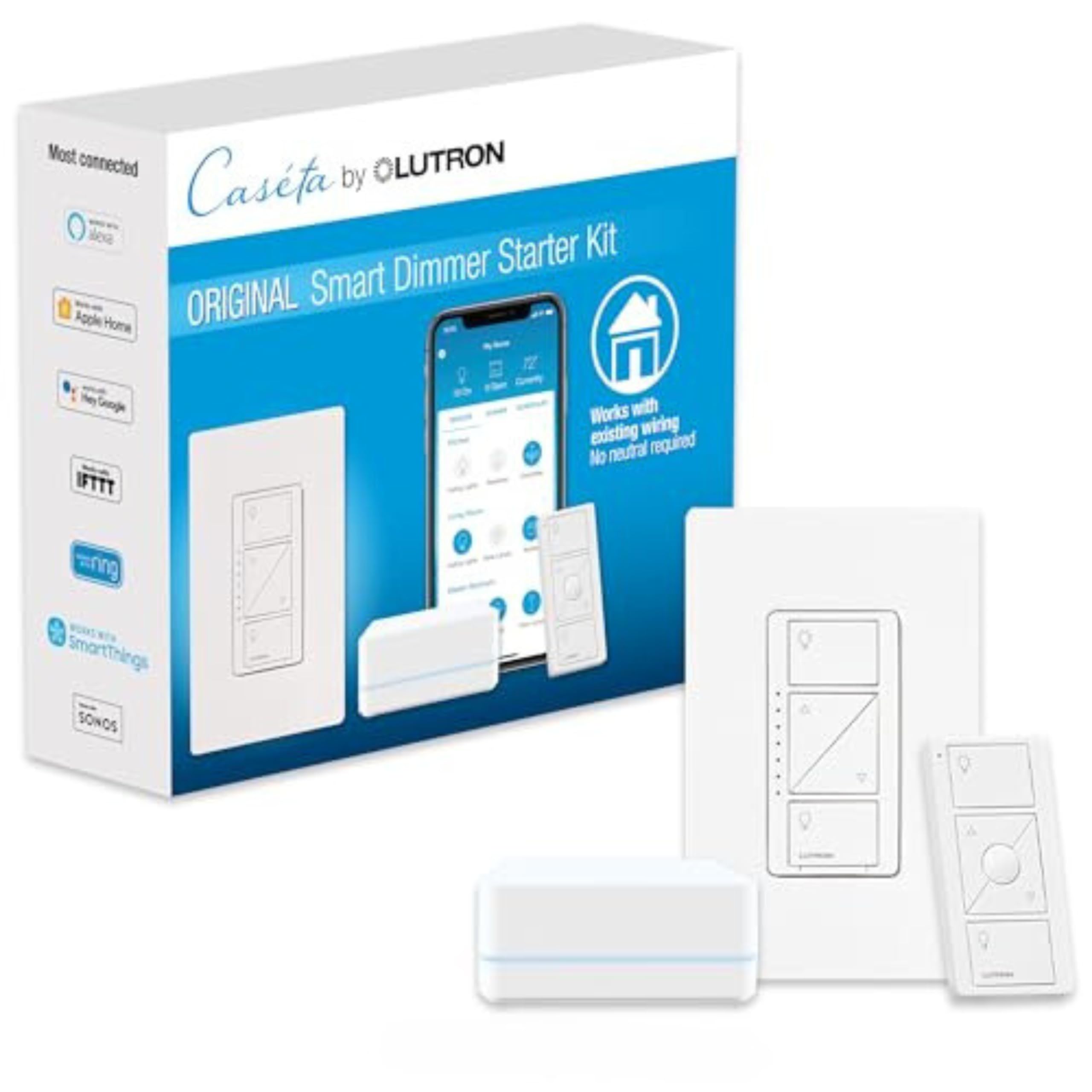 Lutron Caseta Smart Dimmer Starter Kit with Smart Hub