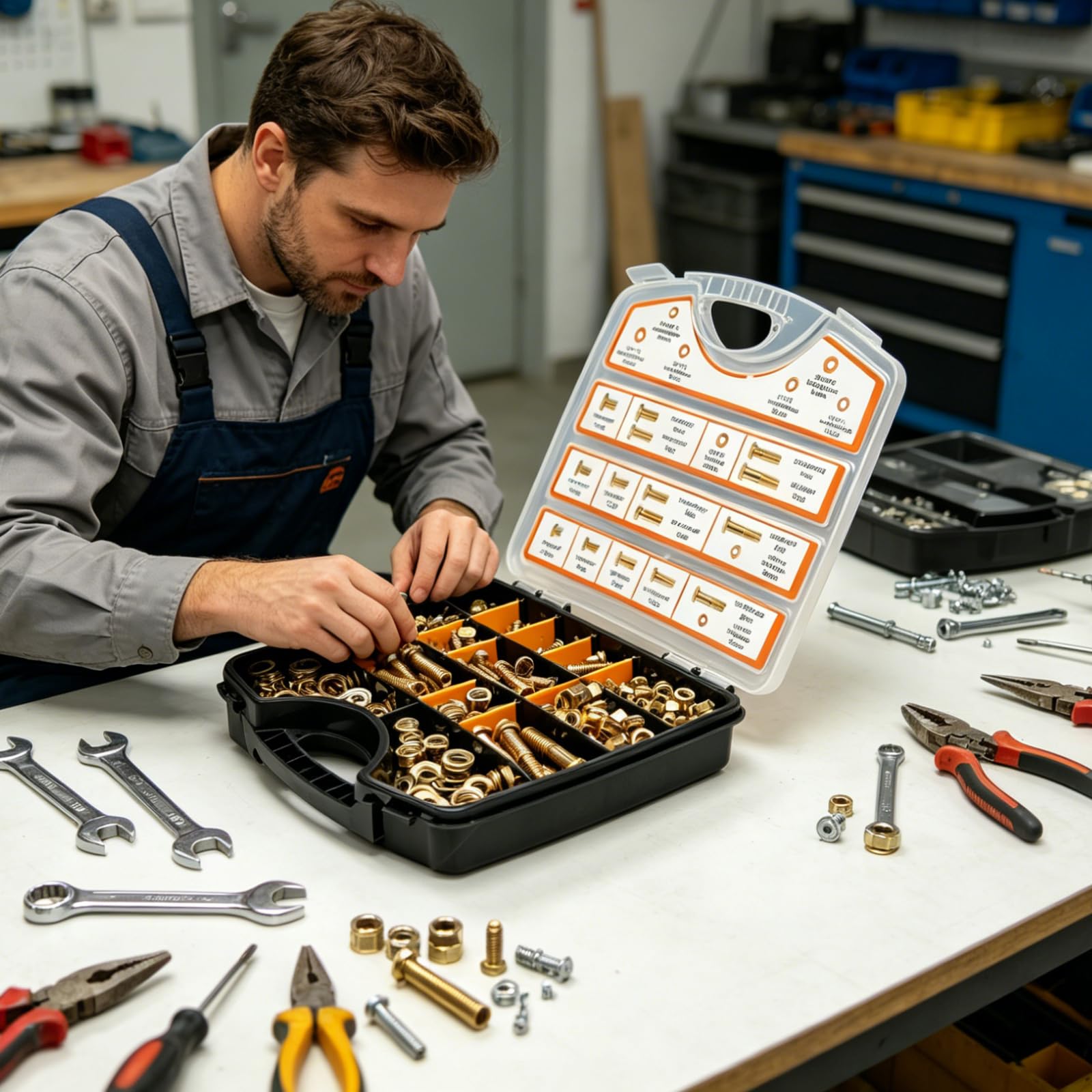Heavy Duty Bolts and Nuts Kit, Bolt Assortment Kit Including Nuts Washers, Yellow Zinc Plated