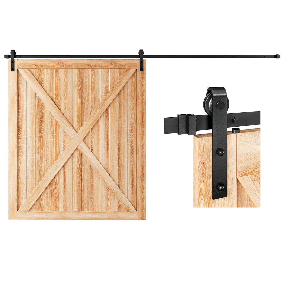 EaseLife Heavy-Duty Sliding Barn Door Track Hardware Kit