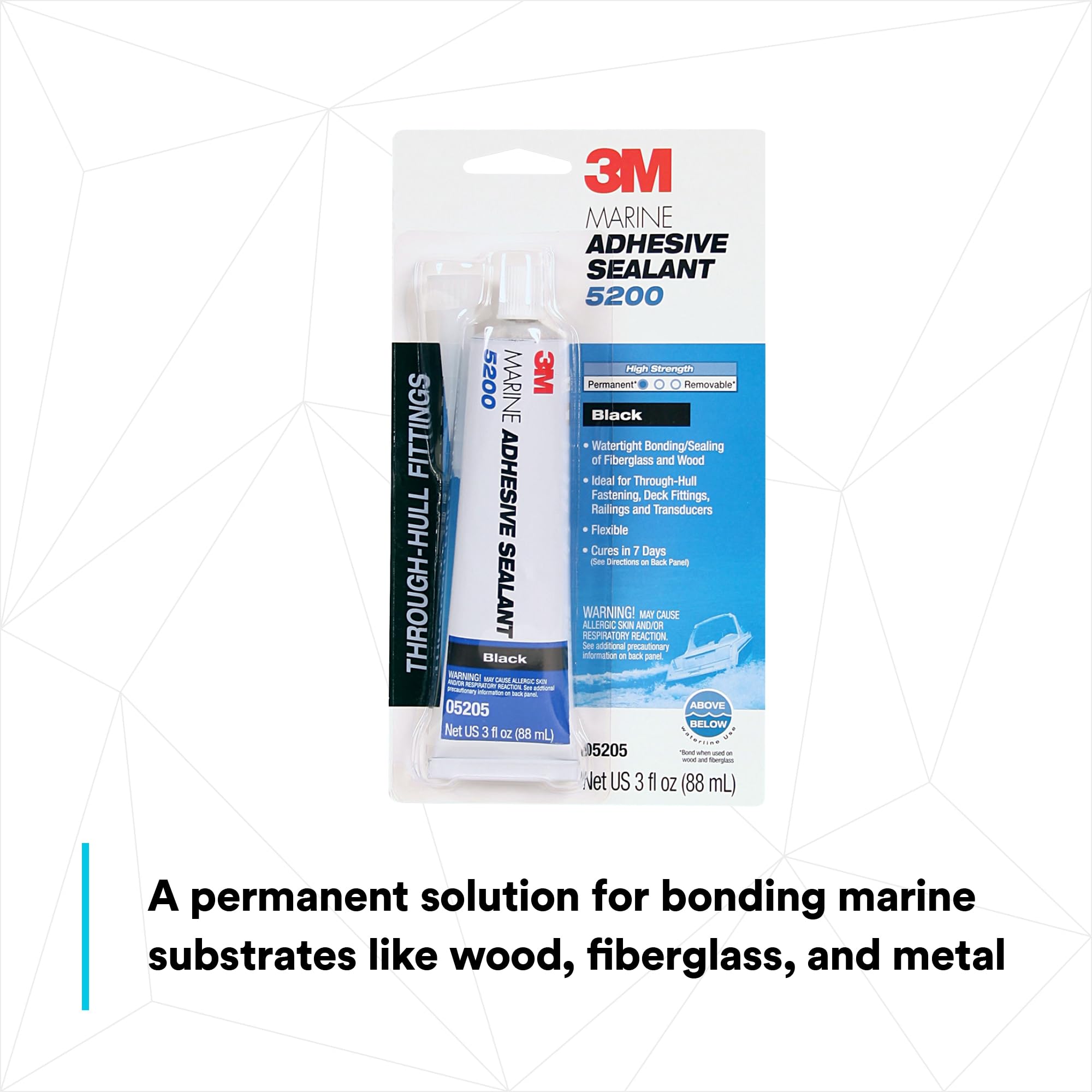 3M Marine Adhesive Sealant 5200 (06500) Permanent Bonding and Sealing for Boats and RVs Above and Below the Waterline Waterproof Repair