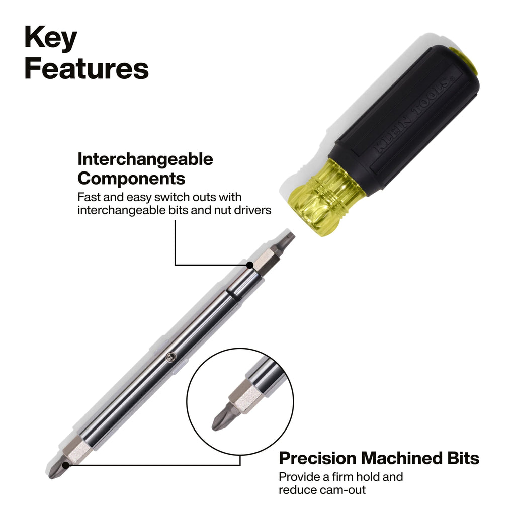 Klein Tools Cushion-Grip Multi-Bit Screwdriver & Nut Driver Set