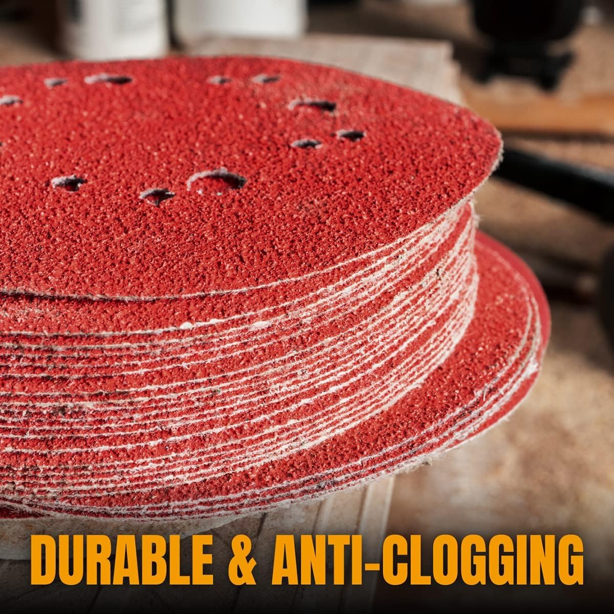POWERTEC 6 Inch Sanding Discs – Hook and Loop, 6-Hole Aluminum Oxide Orbital Sander Pads, Woodworking & Paint Round Sandpaper for Random Orbital, Air, Pneumatic & DA Sanders