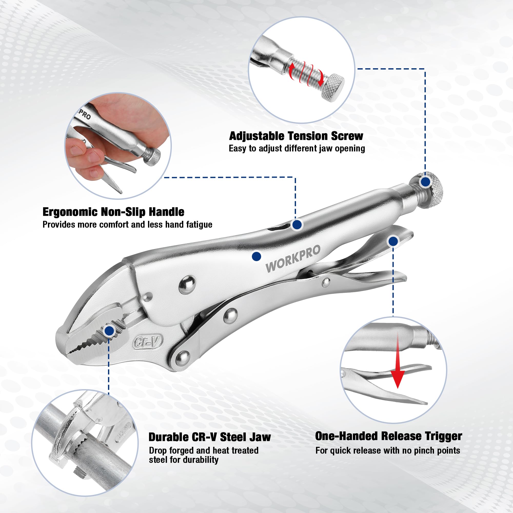 WORKPRO 5-Piece Professional Locking Pliers Set