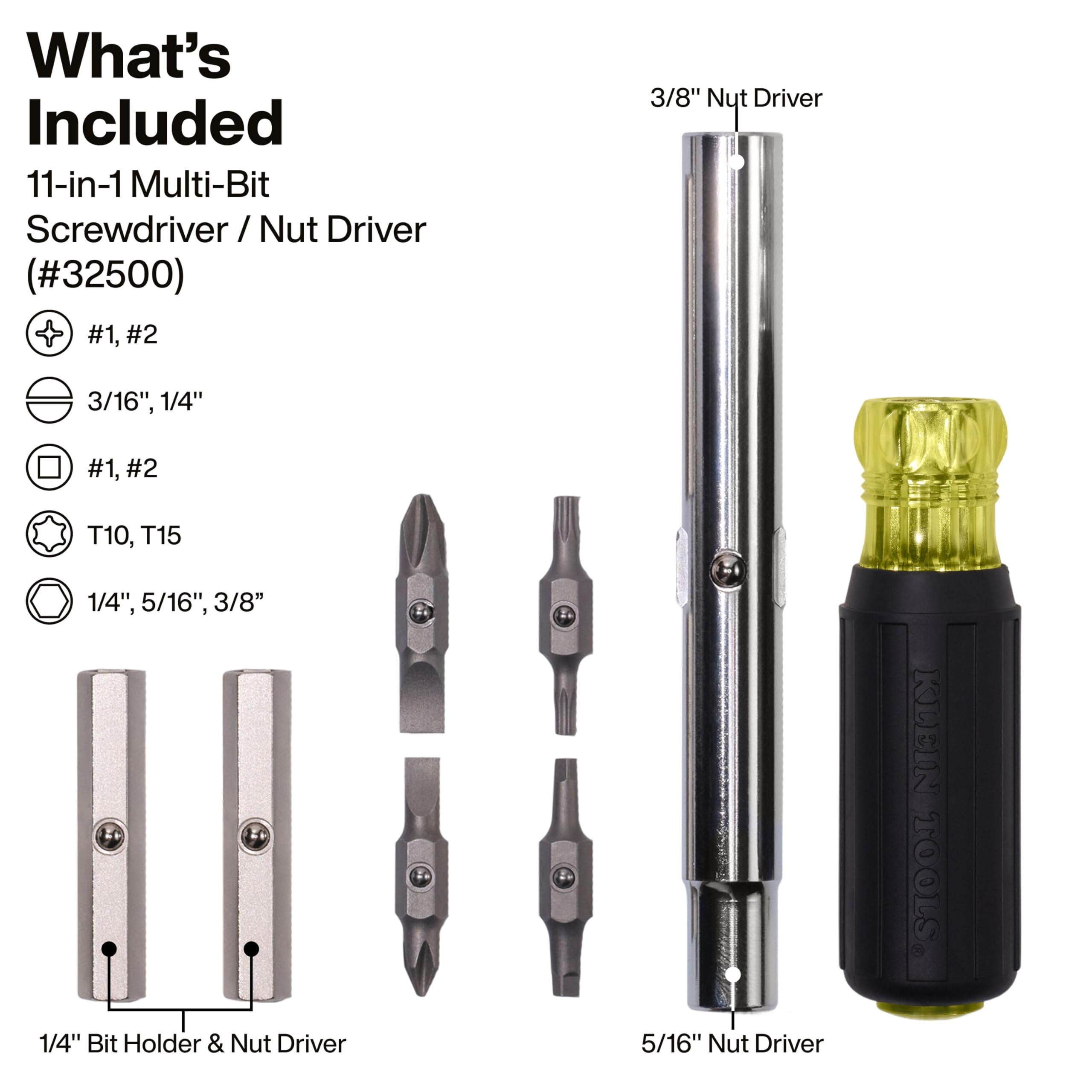 Klein Tools Cushion-Grip Multi-Bit Screwdriver & Nut Driver Set