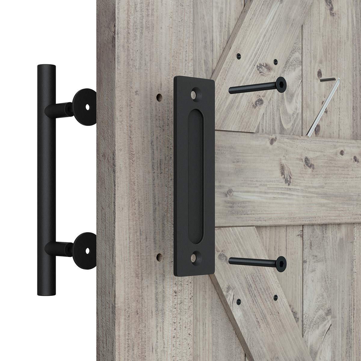 SMARTSTANDARD 12-Inch Heavy-Duty Barn Door Handle Set