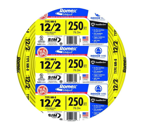 28828255 Non-Metallic Romex Sheathed Cable With Ground, Copper, 12/2, 250-Ft. - Quantity 60