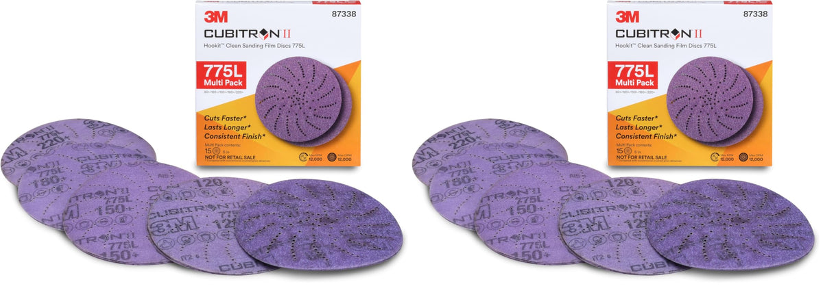 3M Xtract Cubitron II Hookit Clean Sanding Film Disc 775L Hook and Loop Sanding Discs for Paint Preparation and Removal, General Sanding, Refining, Blending, and Featheredge