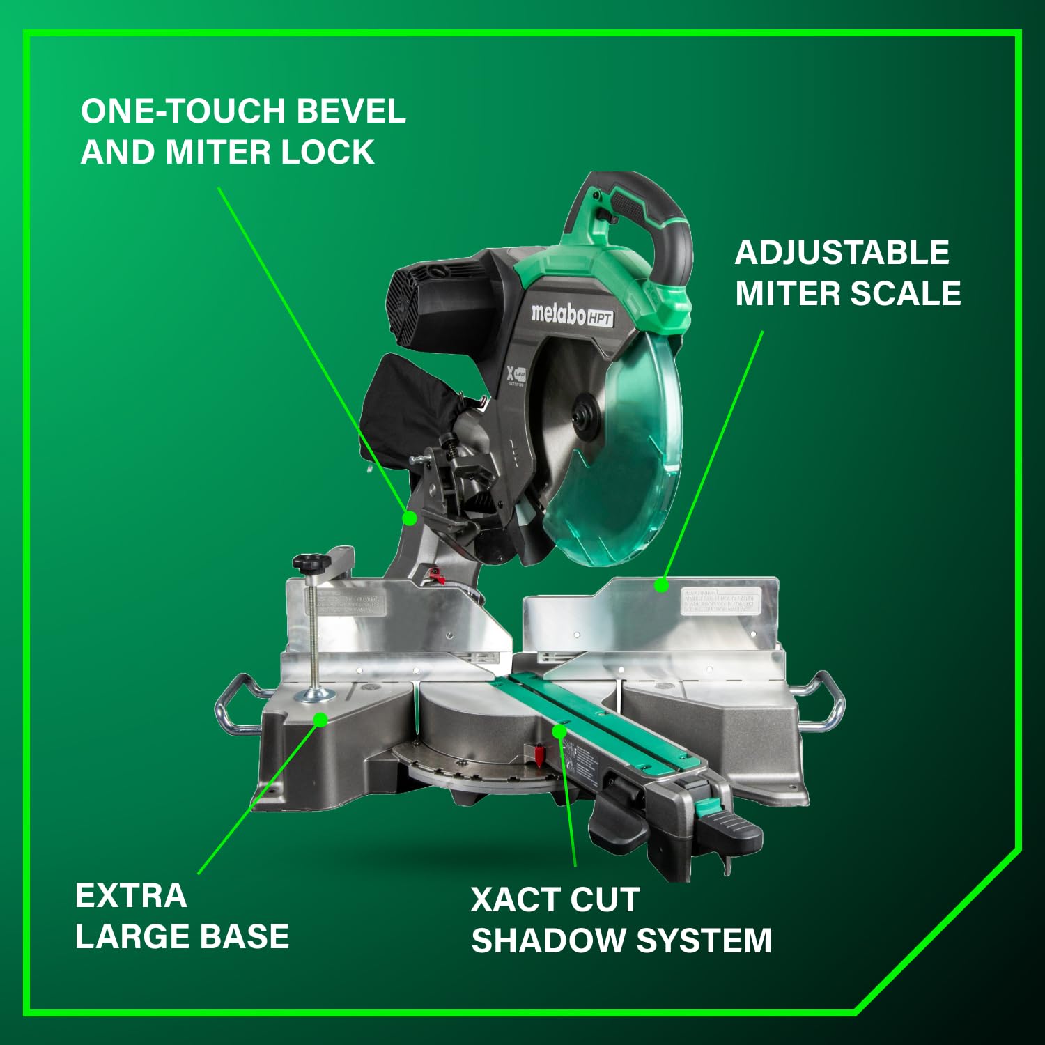 Metabo HPT 12-Inch Sliding Miter Saw, Dual Bevel, Xact Cut Shadow Line, 5-Year Warranty
