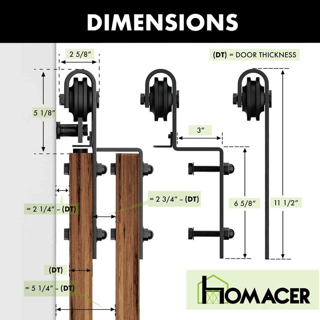 Homacer 4-Ft Bypass Sliding Barn Door Hardware Kit