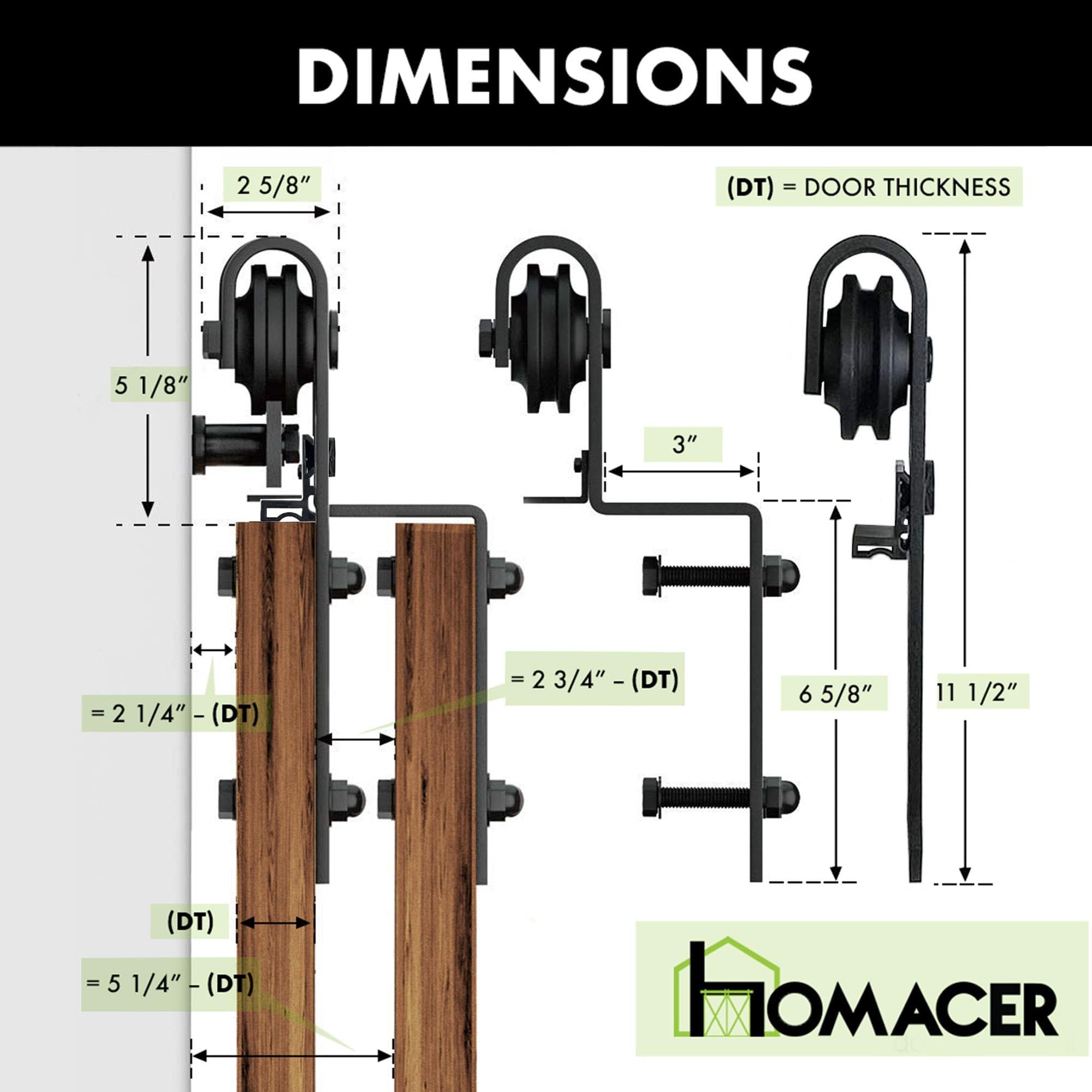 Homacer 4-Ft Bypass Sliding Barn Door Hardware Kit