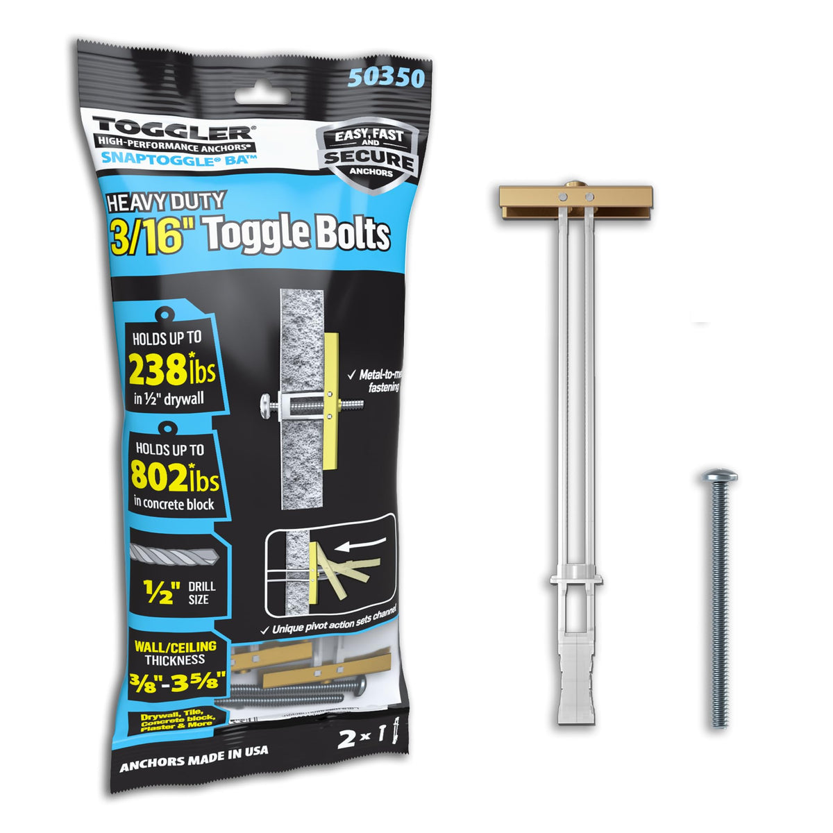TOGGLER SNAPTOGGLE Heavy-Duty Drywall Toggle Bolt