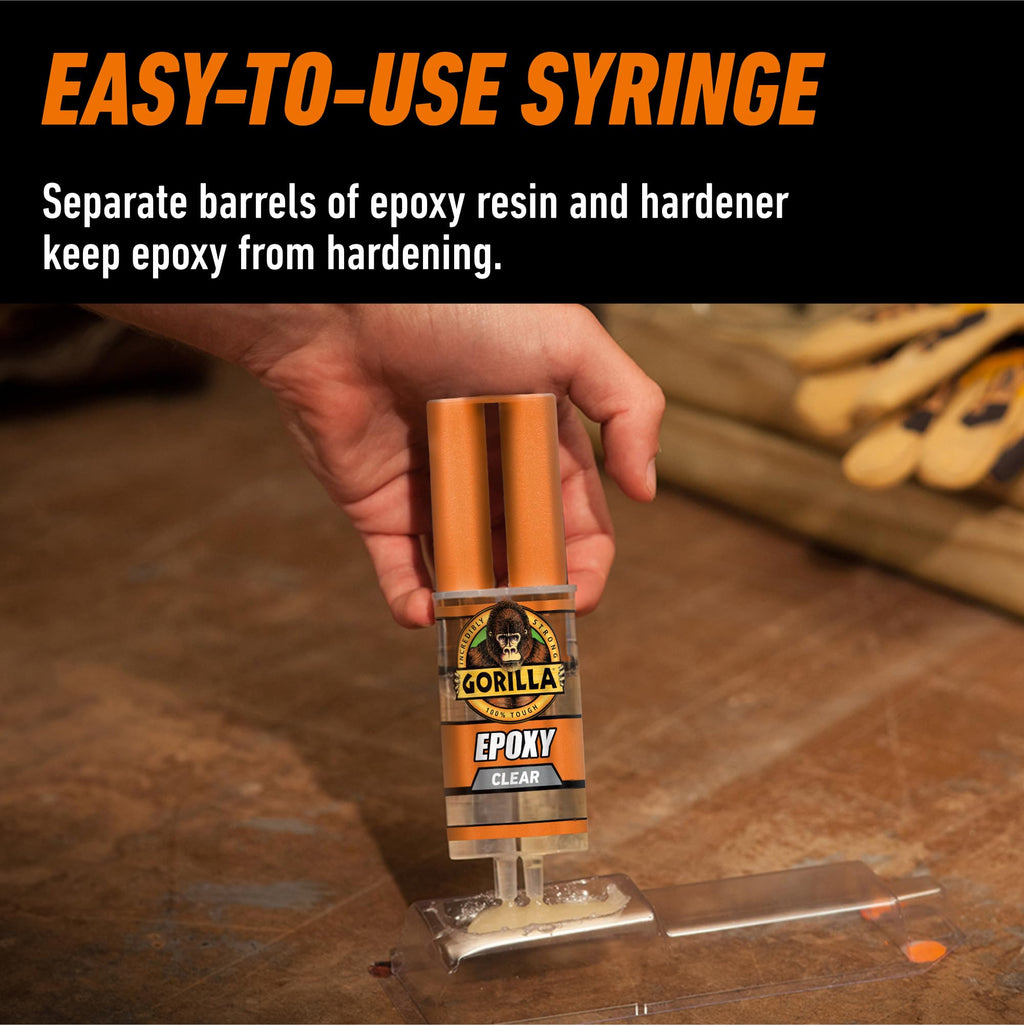 Gorilla Clear 2-Part Epoxy Adhesive Syringe, 0.85 oz