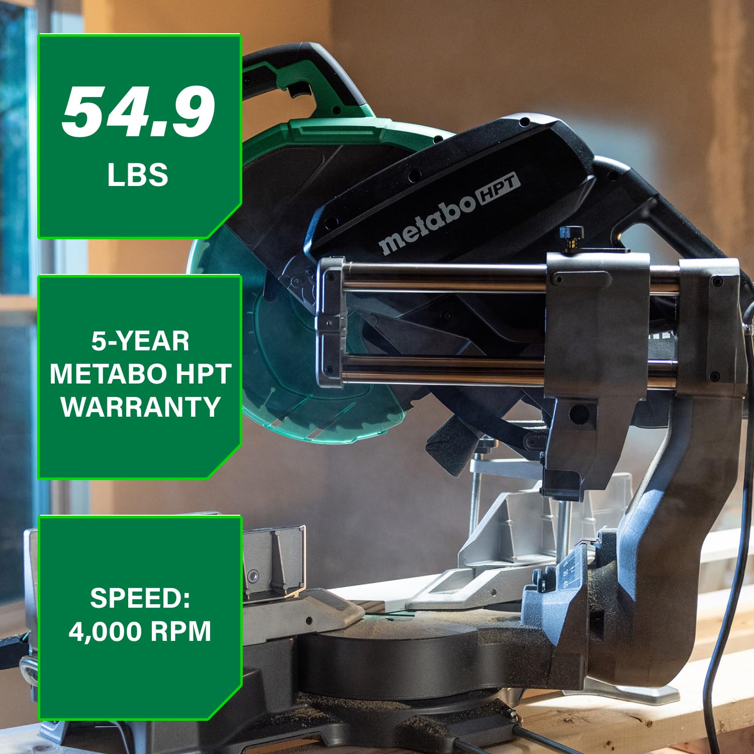 Metabo HPT 12-Inch Sliding Miter Saw, Dual Bevel, Xact Cut Shadow Line, 5-Year Warranty