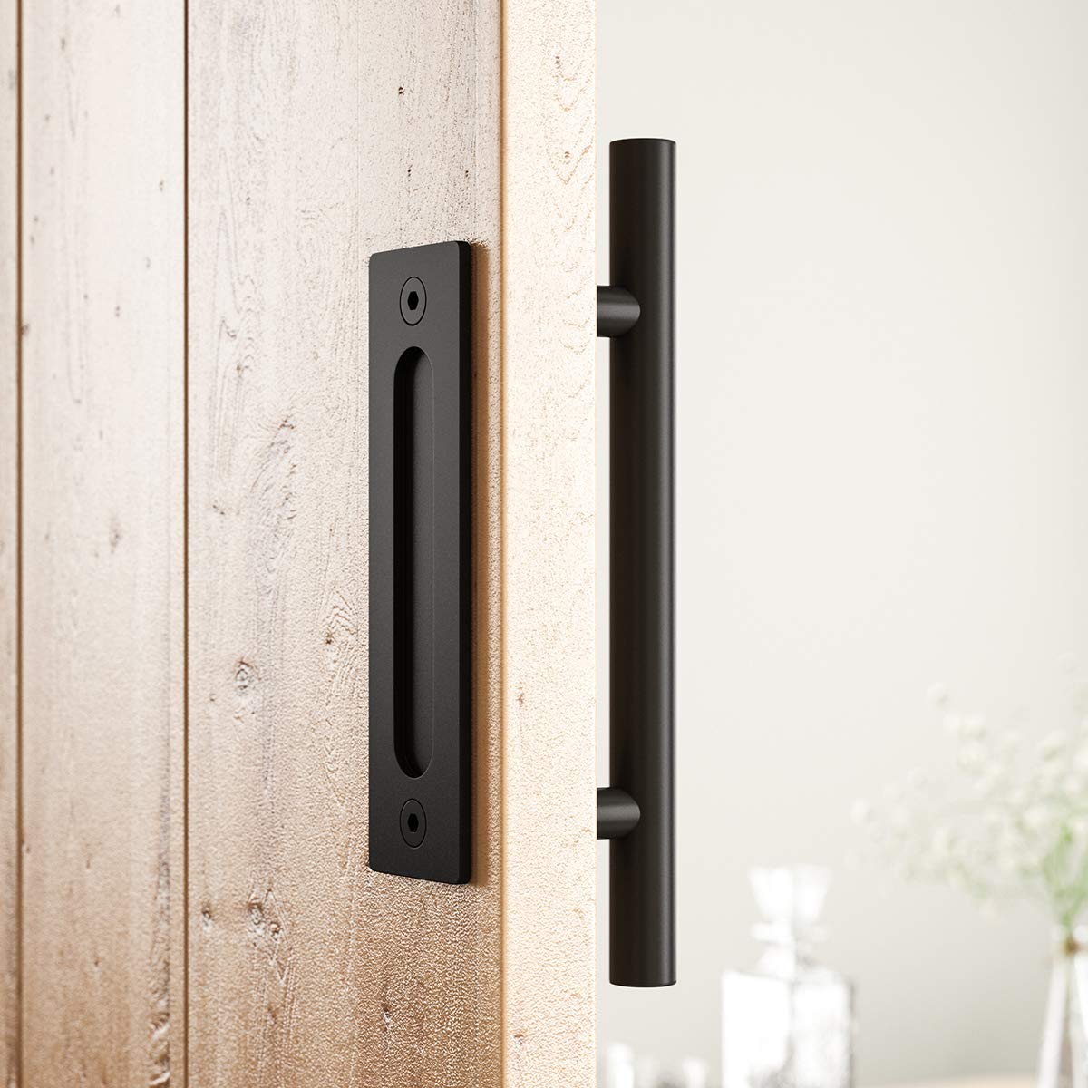 SMARTSTANDARD 12-Inch Heavy-Duty Barn Door Handle Set