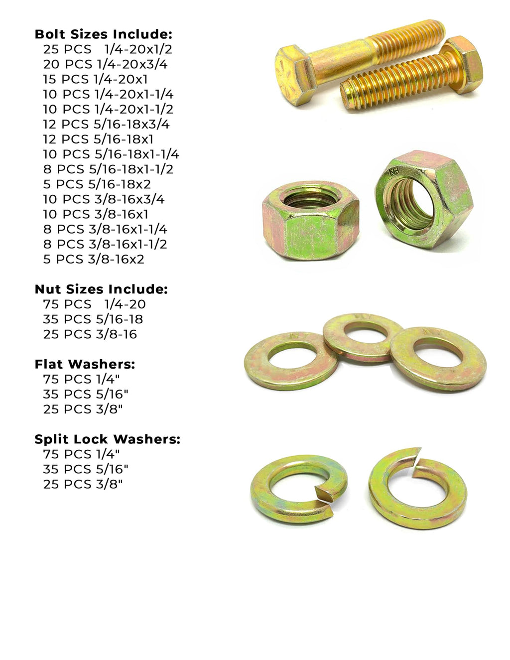 Grade 8 Hex Bolt, Nut & Washer Assortment Kit, 574-Piece