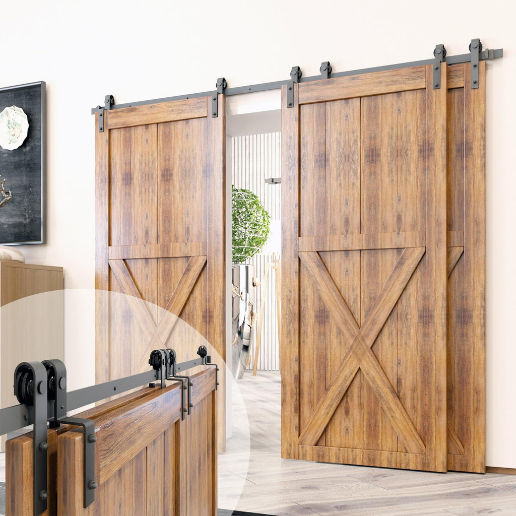 Homacer 4-Ft Bypass Sliding Barn Door Hardware Kit