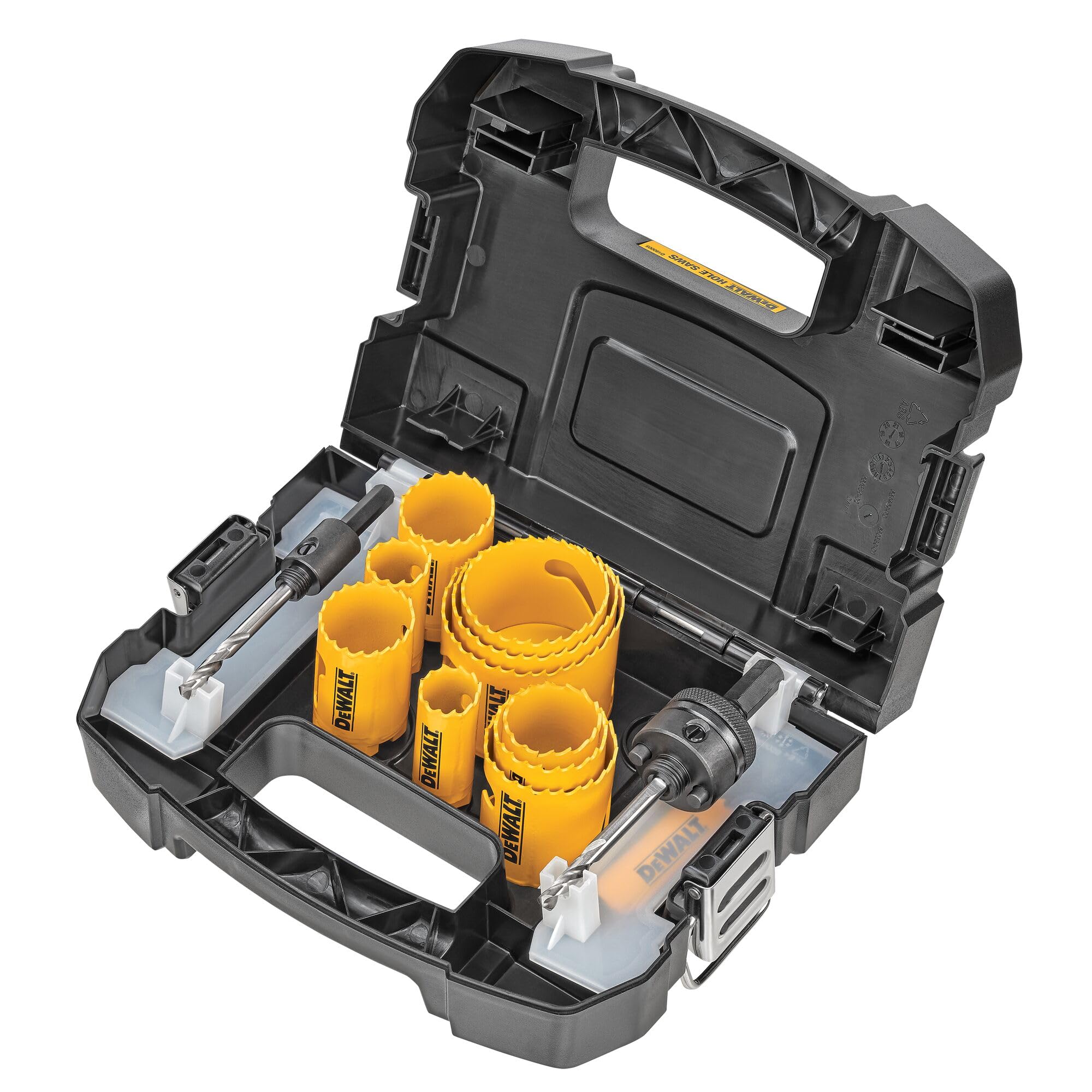 DEWALT Hole Saw Kit, 14-Piece, Includes 2 Quick Change Mandrels and Pilot Point Bits (D180005)