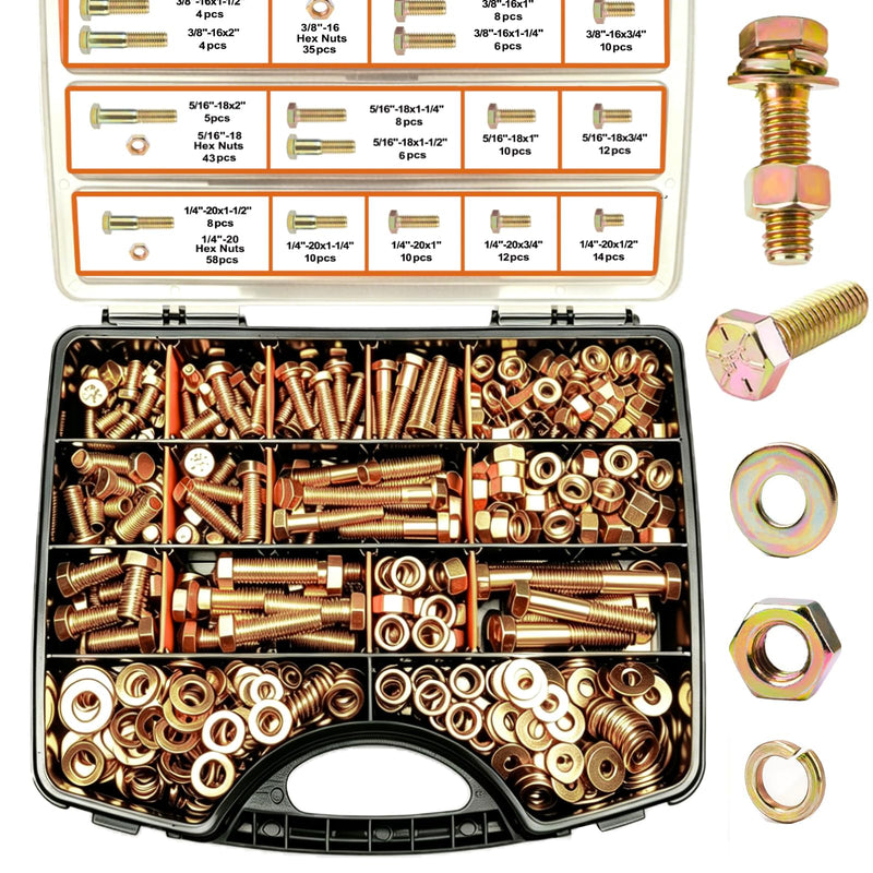 Heavy-Duty Yellow Zinc Bolt, Nut & Washer Assortment Kit