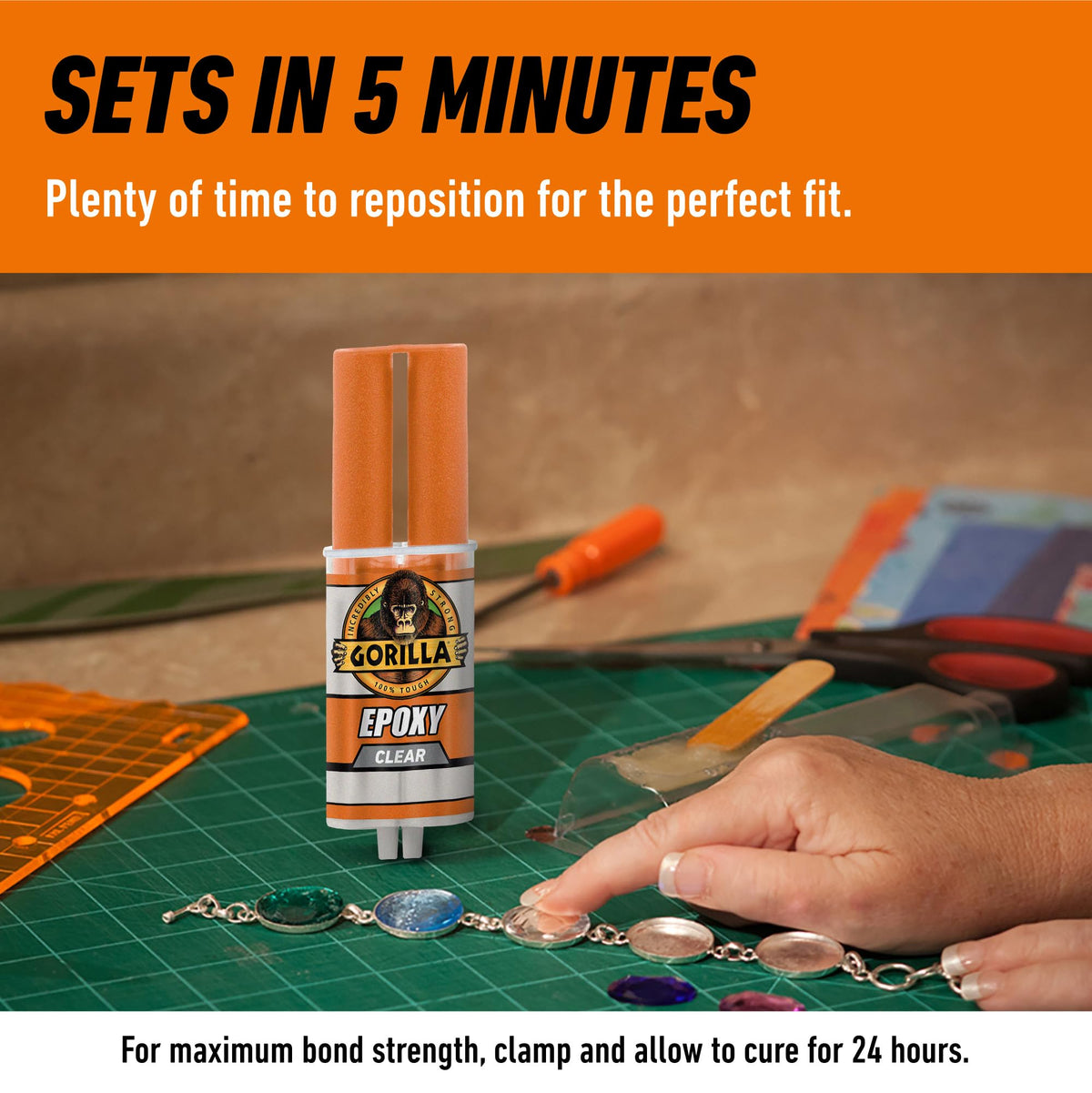 Gorilla Clear 2-Part Epoxy Adhesive Syringe, 0.85 oz