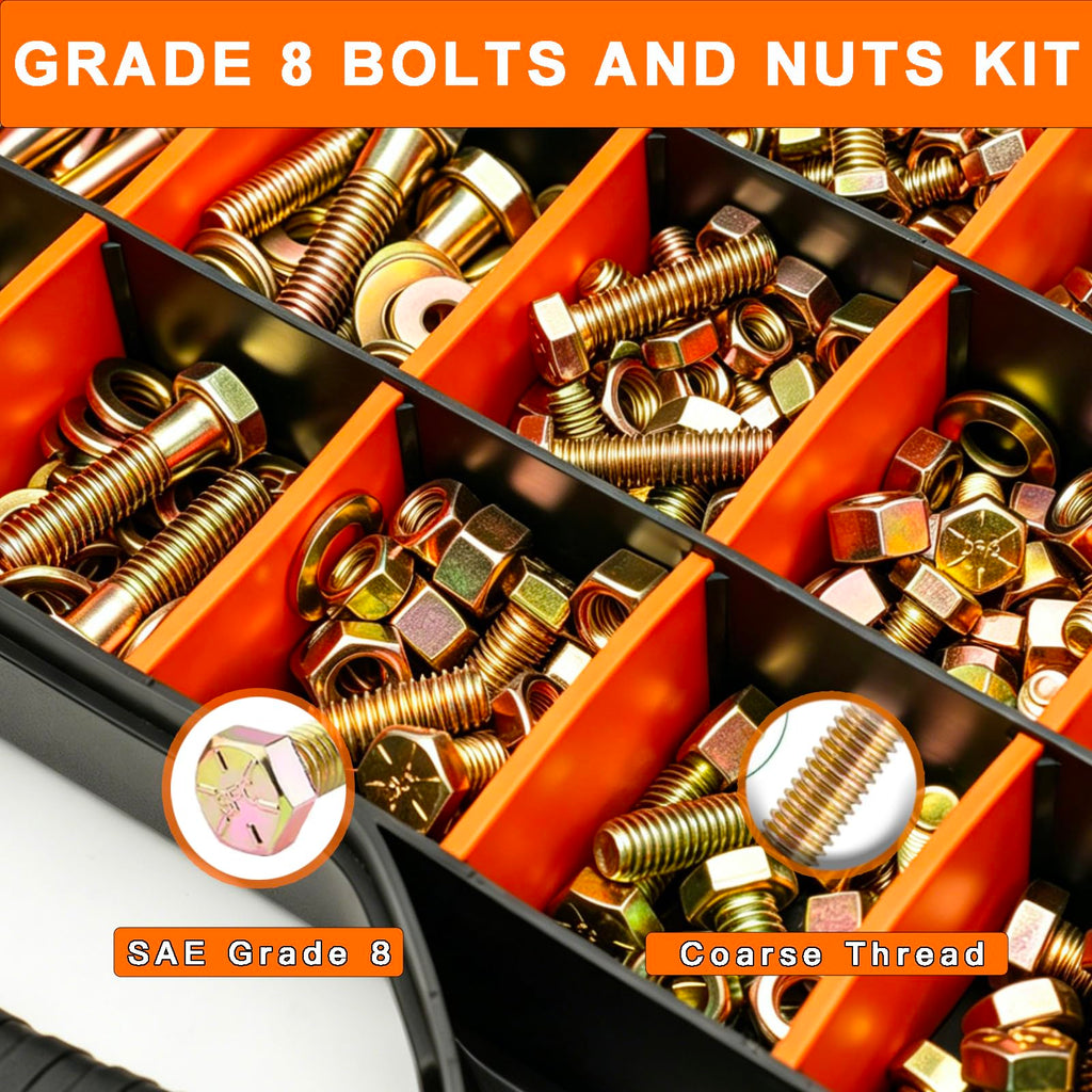 Heavy-Duty Yellow Zinc Bolt, Nut & Washer Assortment Kit