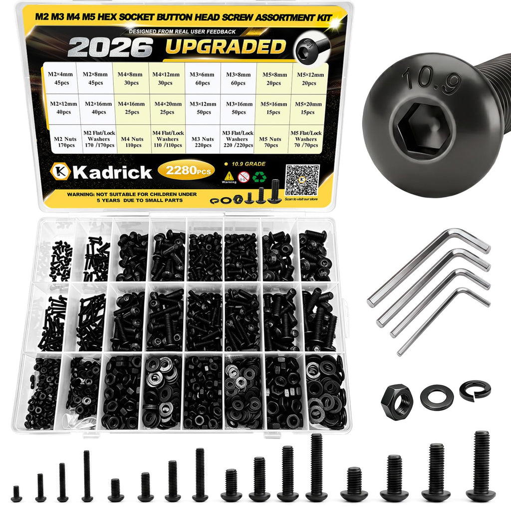 Black Screw Assortment Kit with Storage Case