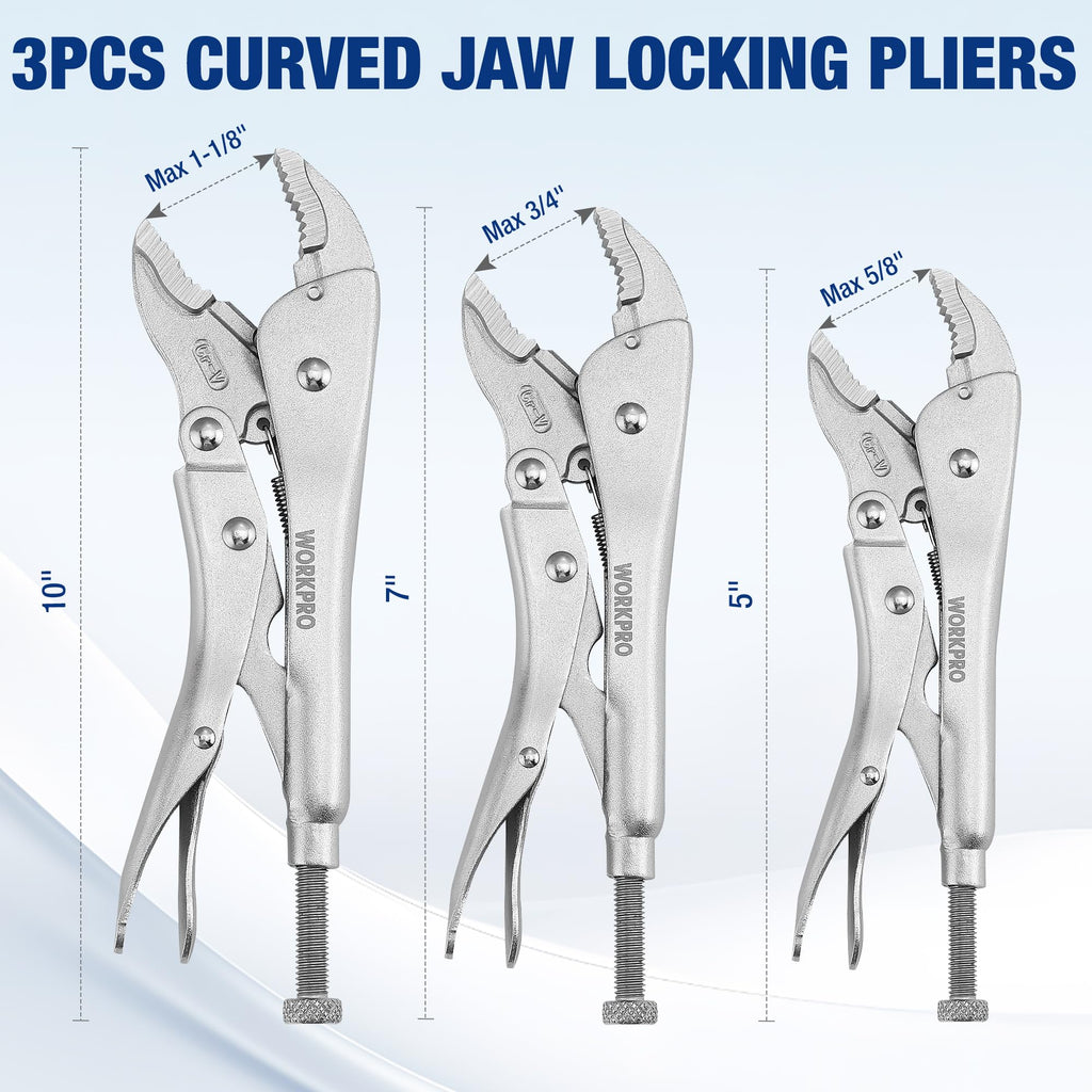 WORKPRO 5-Piece Professional Locking Pliers Set