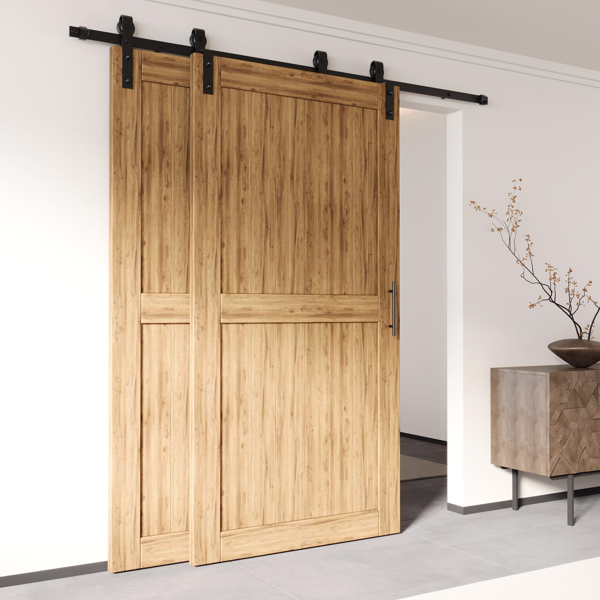 Homacer 4-Ft Bypass Sliding Barn Door Hardware Kit
