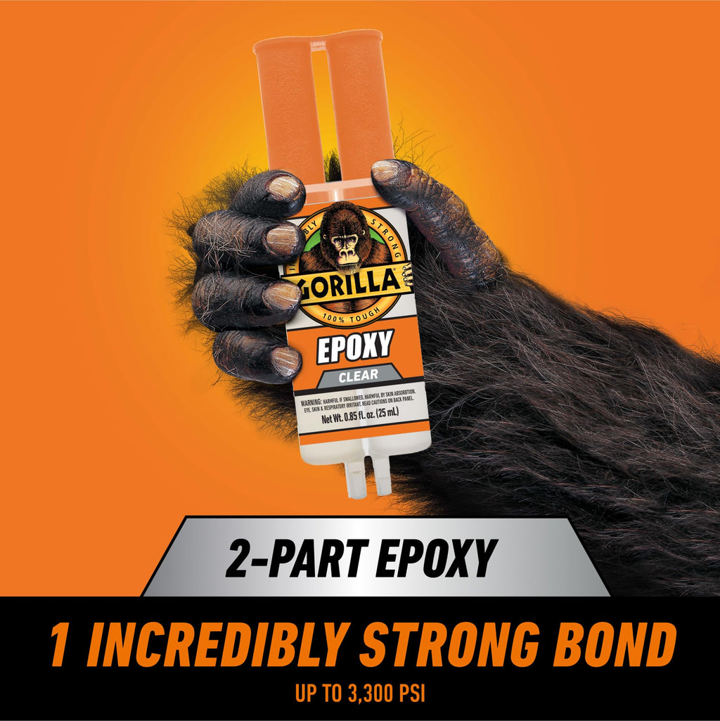 Gorilla Clear 2-Part Epoxy Adhesive Syringe, 0.85 oz
